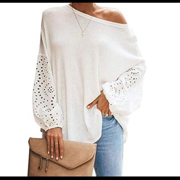 Loose Cross-Neck Cutout Off-Shoulder Top - Picture 1 of 5